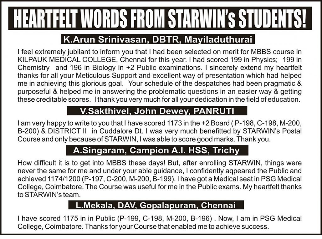 STARWIN's POPULARITY - Letters from the students of STARWIN - starwin.in